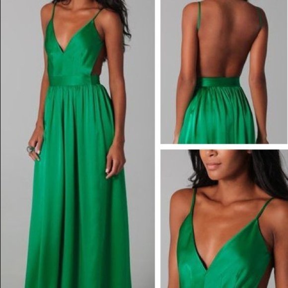 ONE by Contrarian Dresses & Skirts - ONE by Contrarian Babs Bibb 100% Silk Maxi Dress in Emerald Green Sz 0